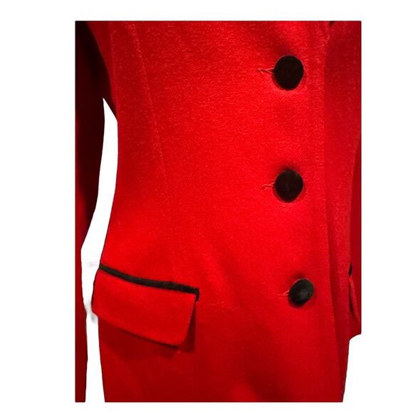 Vintage 90’s David N Red Wool Fitted Blazer with Black Velvet trim size medium - Picture 6 of 10